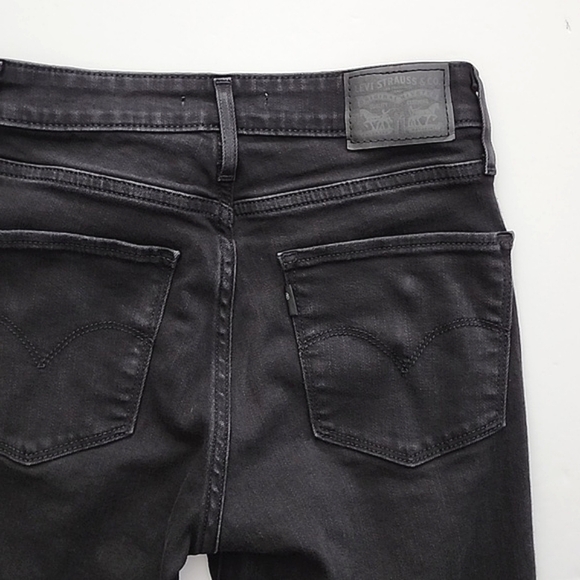 Levi's 721 Women's High Rise Skinny Black Denim Jeans Stretch Frayed Hem Size 26 - Picture 7 of 15